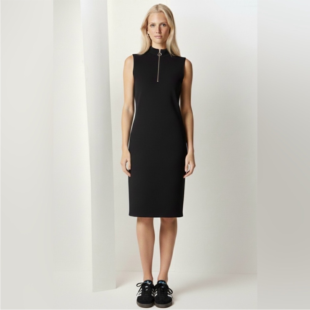 Lauren Ralph Lauren Black Quarter Zip Sporty Mock Neck Dress